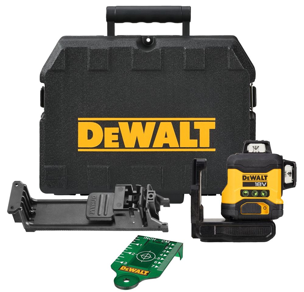 DCLE34031N DEWALT 18V XR AKU ZELENÝ LASER, 3 X 360°, BEZ BATERIE A NABÍJEČKY, KUFR