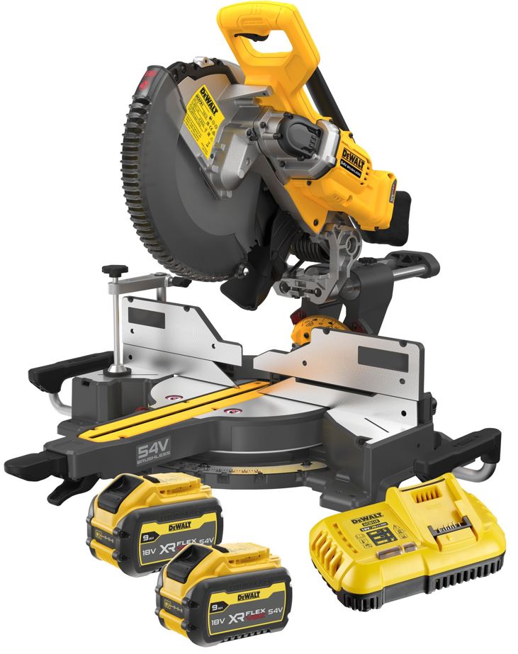 DCS781X2 DEWALT AKU 54V FLEX VOLT POKOSOVÁ PILA, 2 X 9AH BATERIE A NABÍJEČKA