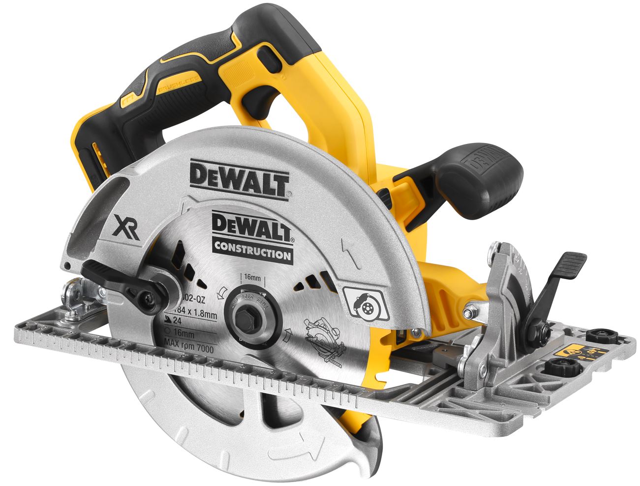 DCS572NT DEWALT 18V AKU BEZUHLÍKOVÁ KOTOUČOVÁ PILA, 184 X 14 MM, BEZ BATERIE A NABÍJEČKY, KUFR T-STAK
