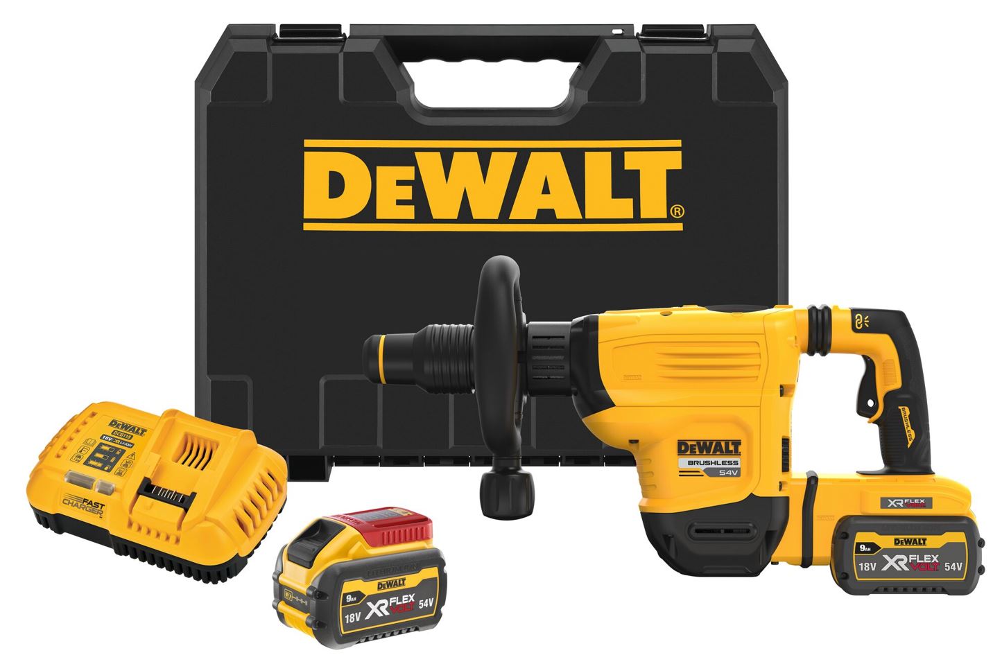 DCH832X2 DEWALT 54V XR FLEXVOLT SEKACÍ KLADIVO SDS-MAX, 10,5 J, 2 X 9,0 AH BATERIE, NABÍJEČKA, KUFR