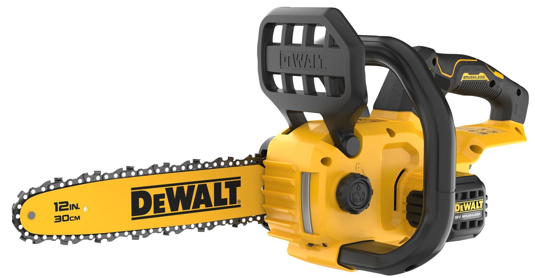 DCMCS565N DEWALT 18 V AKU ŘETĚZOVÁ PILA , 30CM LIŠTA, BEZ BATERIE A NABÍJEČKY, ULOŽENO V KART. KRABICI