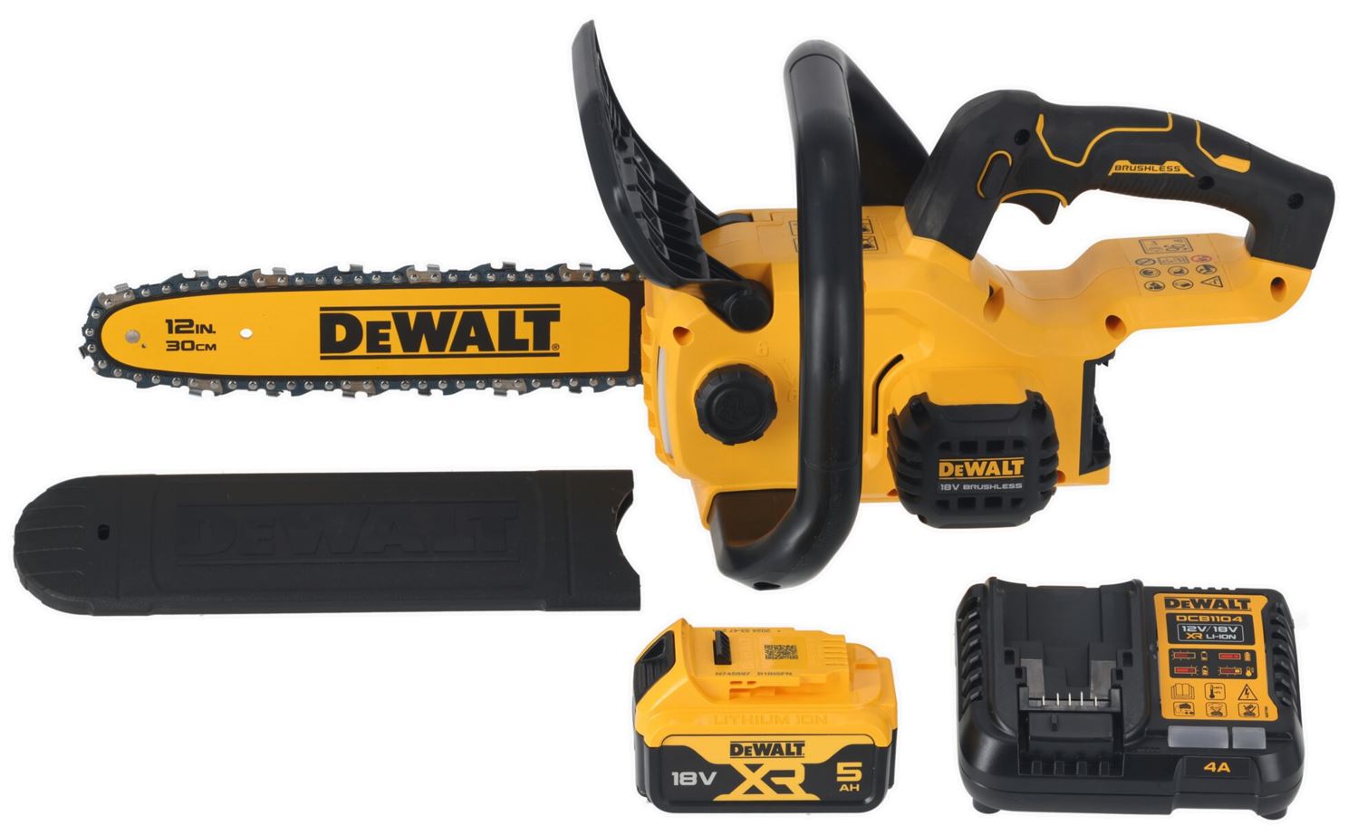 DCMCS565P1 DEWALT 18 V AKU ŘETĚZOVÁ PILA , 30 CM LIŠTA, 1 X 5,0 AH BATERIE, NABÍJEČKA