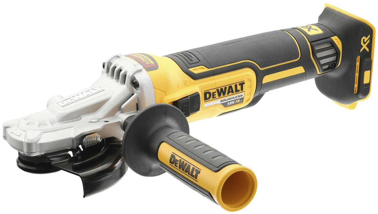 DCG405FNT DEWALT 18V AKU BEZUHLÍKOVÁ ÚHLOVÁ BRUSKA 125mm S PLOCHOU HLAVOU, BEZ AKUMULÁTORU A NABÍJEČKY, KUFR T-STAK