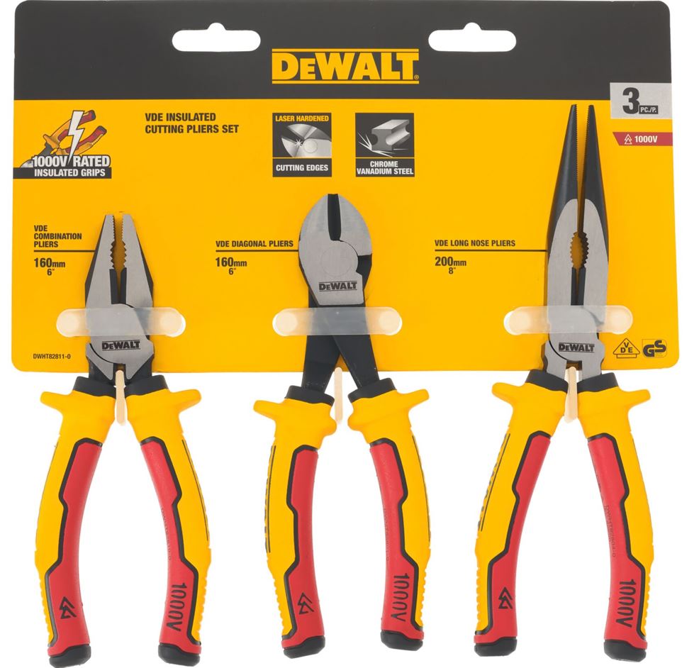 DWHT82811-0 DEWALT 3DÍLNÁ SADA 6 VDE KLEŠTÍ
