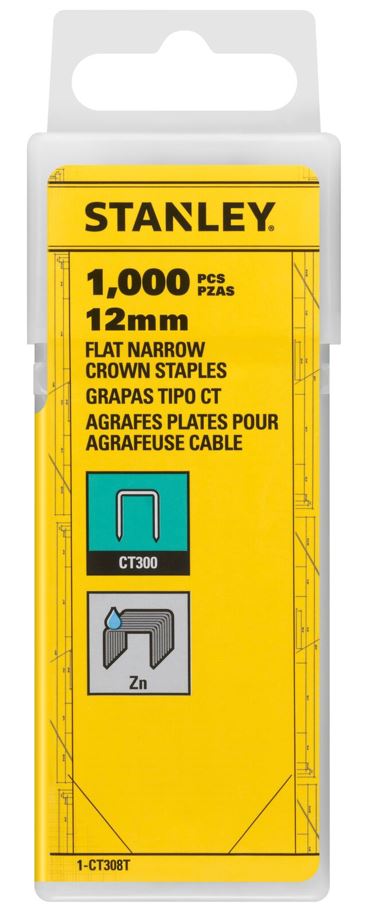1-CT308T STANLEY HRANATÉ SPONY 12 MM, 1000 KS