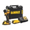DCF850D2T DEWALT 18V AKU BEZUHLÍKOVÝ RÁZOVÝ UTAHOVÁK 1/4", 2 X BATERIE 2,0 AH, NABÍJEČKA, KUFR T-STAK