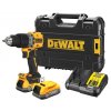 DCD805E2T DEWALT 18V XR AKU BEZUHLÍKOVÁ PŘÍKLEPOVÁ VRTAČKA, 2 X 1,7 AH BATERIE POWERSTACK, NABÍJEČKA, KUFR T-STAK