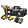 DCF961H2T DEWALT 18V AKU BEZUHLÍKOVÝ RÁZOVÝ UTAHOVÁK 1/2", 2 X POWERSTACK 5,0 AH BATERIE, NABÍJEČKA, KUFR T-STAK