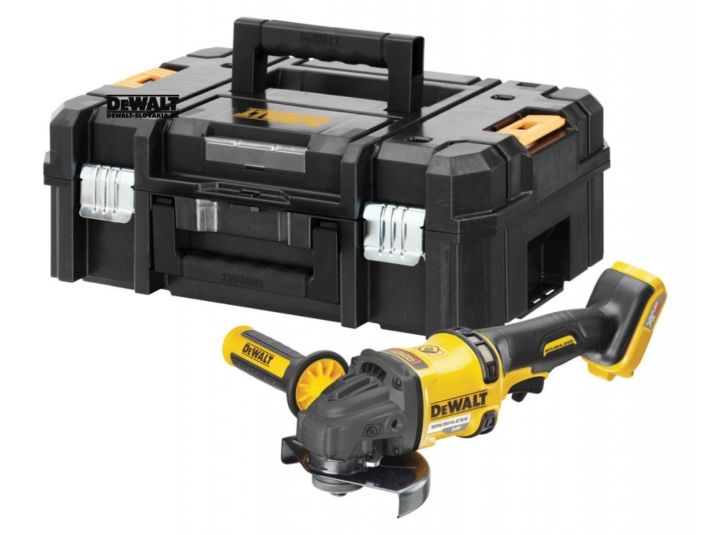 DCG418NT DeWALT 54 V XR FLEXVOLT AKU BEZUHLÍKOVÁ ÚHLOVÁ BRUSKA 125MM,  2300W, BEZ BATERIE A NABÍJEČKY, KUFR T-STAK