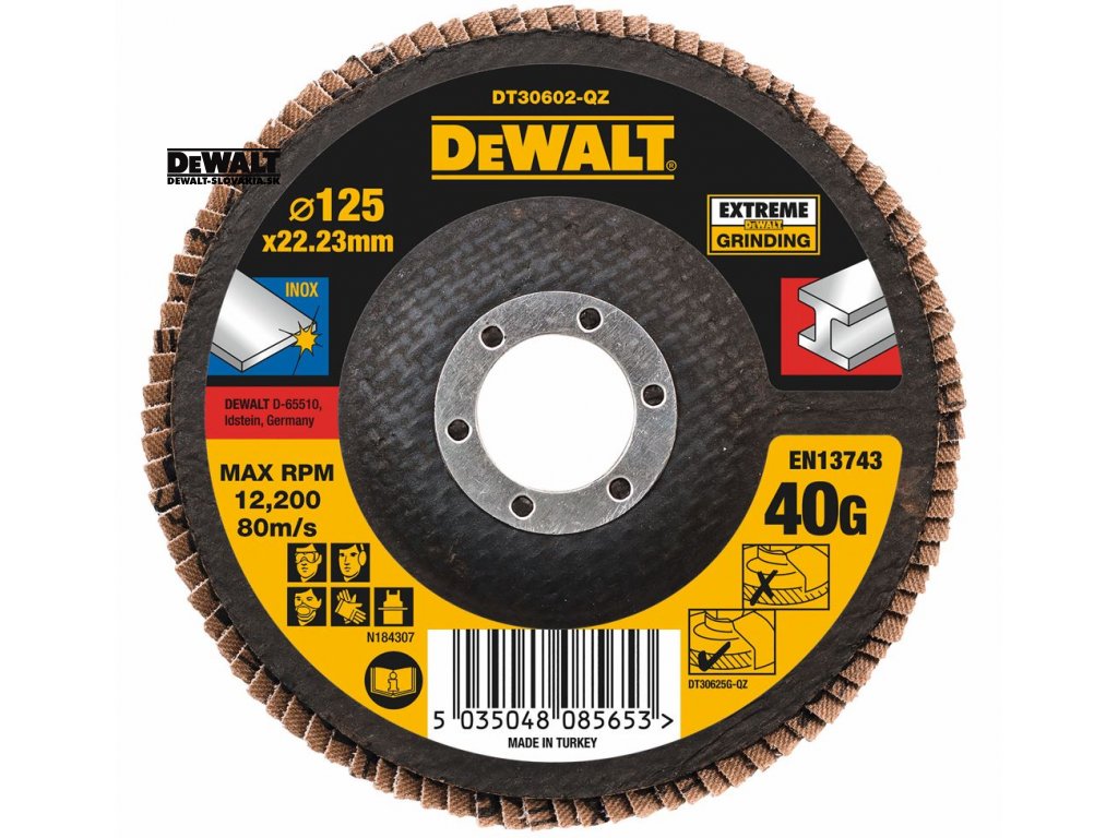 33680 dt30602 dewalt brusny extreme lamelovy kotouc jumbo type 27 125 x 22 23 x 40g na kov