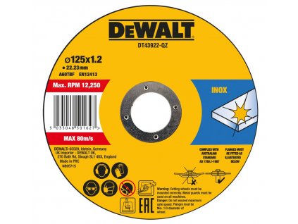 44872 dt43922 dewalt 10ks reznych kotoucu na nerez 125 x 1 2 x 22 23 mm v plechove krabicce