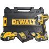 DCF887P2 DeWALT 18V AKU BEZUHLÍKOVÝ RÁZOVÝ UTAHOVÁK 1/4", 2 X 5,0 AH BATERIE, NABÍJEČKA, KUFR T-STAK