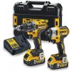 DCK268P2T DeWALT 18 VOLT AKU BEZUHLÍKOVÁ KOMBO SADA VRTAČKA/ŠROUBOVÁK DCD791 A RÁZOVÝ UTAHOVÁK 1/4" DCF887, 2 X 5,0 AH AKU, NABÍJEČKA, KUFR T-STAK