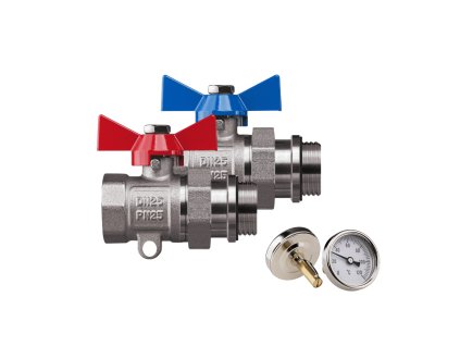sada kulových ventilů 1 s teploměry přímé