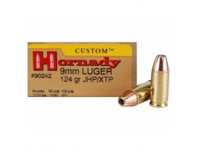 naboj kulovy hornady custom 9mm luger 124gr jhp xtp