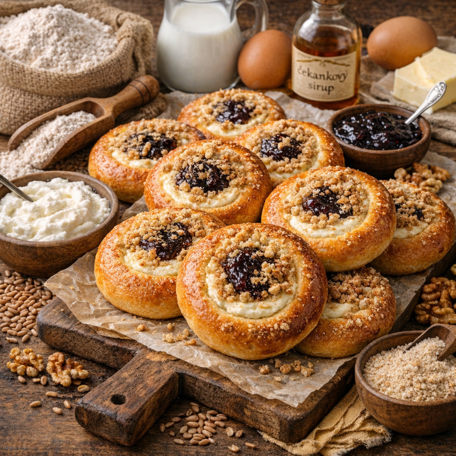 🍮 Tvarohové koláčky s ořechovou drobenkou