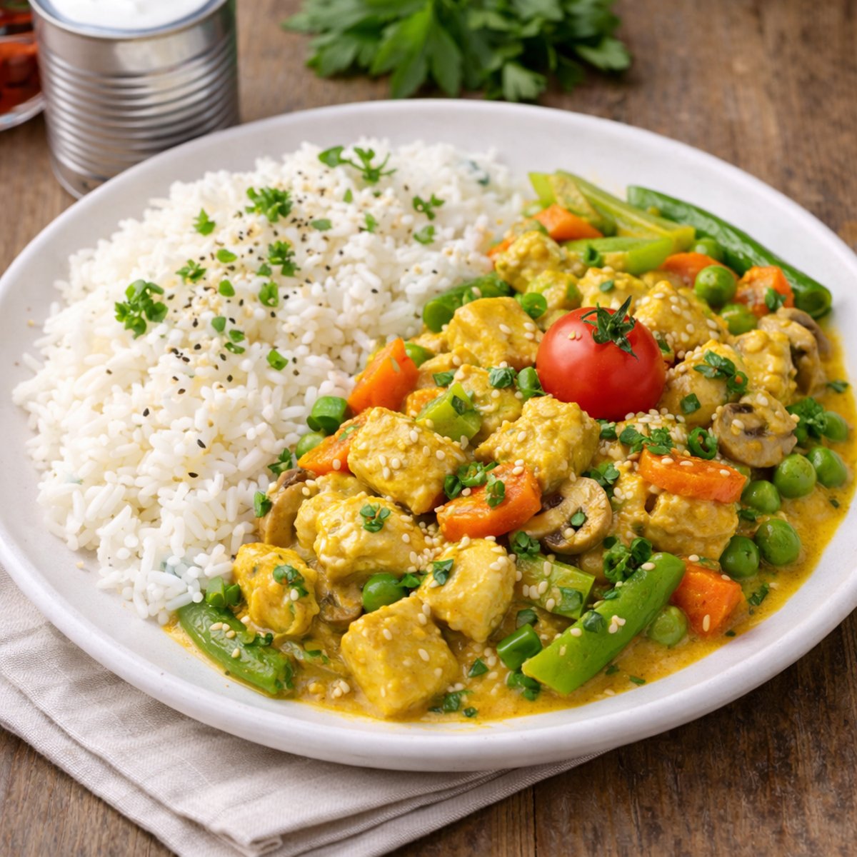 🍛 Kuřecí kousky na kari pastě se zeleninou a kokosovým mlékem