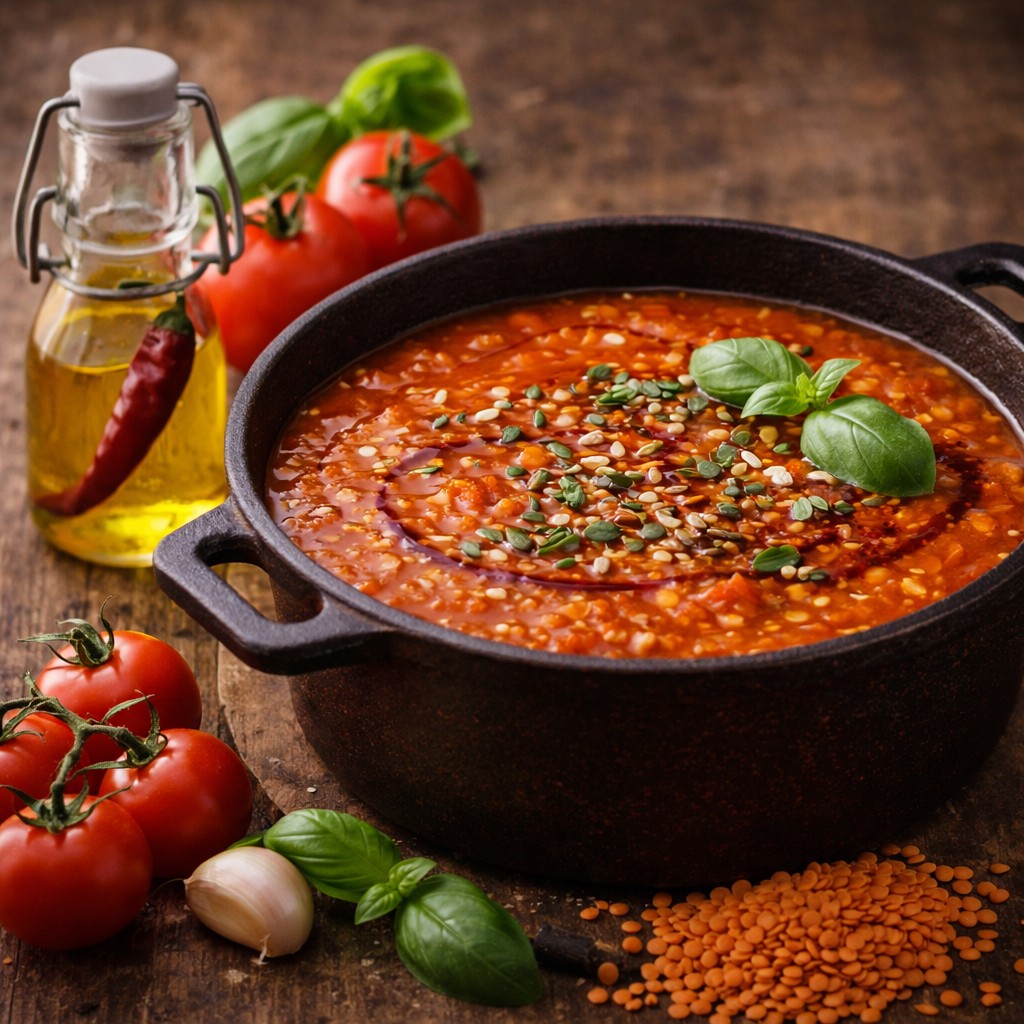 🍅 Rajčatová polévka s červenou čočkou