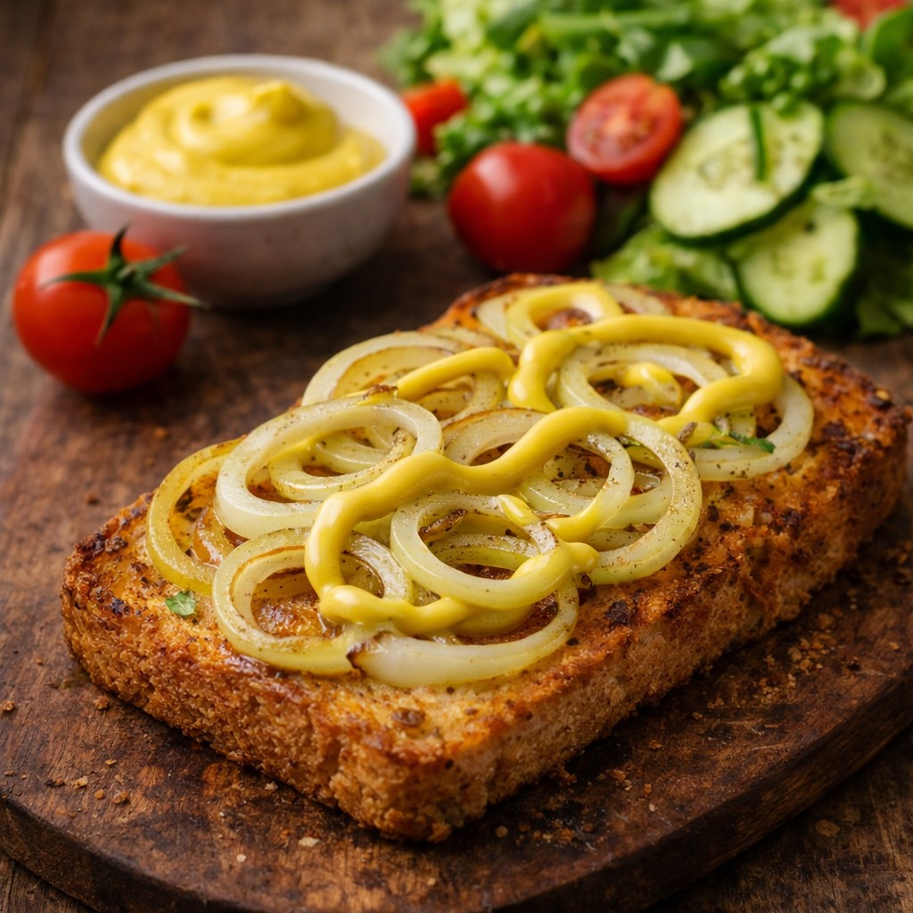 🍞 „Smaženka“ – celozrnný toast ve vejci s cibulkou a hořčicí