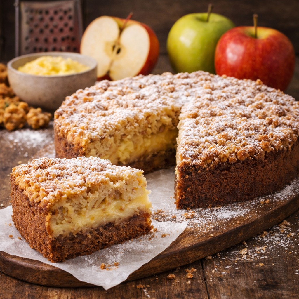 🍎 Strouhaný tvarohový koláč s jablíčky