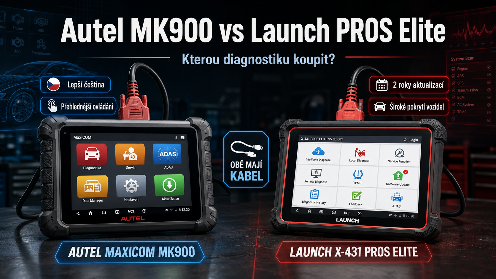 Launch X431 PROS Elite vs Autel MaxiCom MK900 : kterou diagnostiku vybrat do dílny?