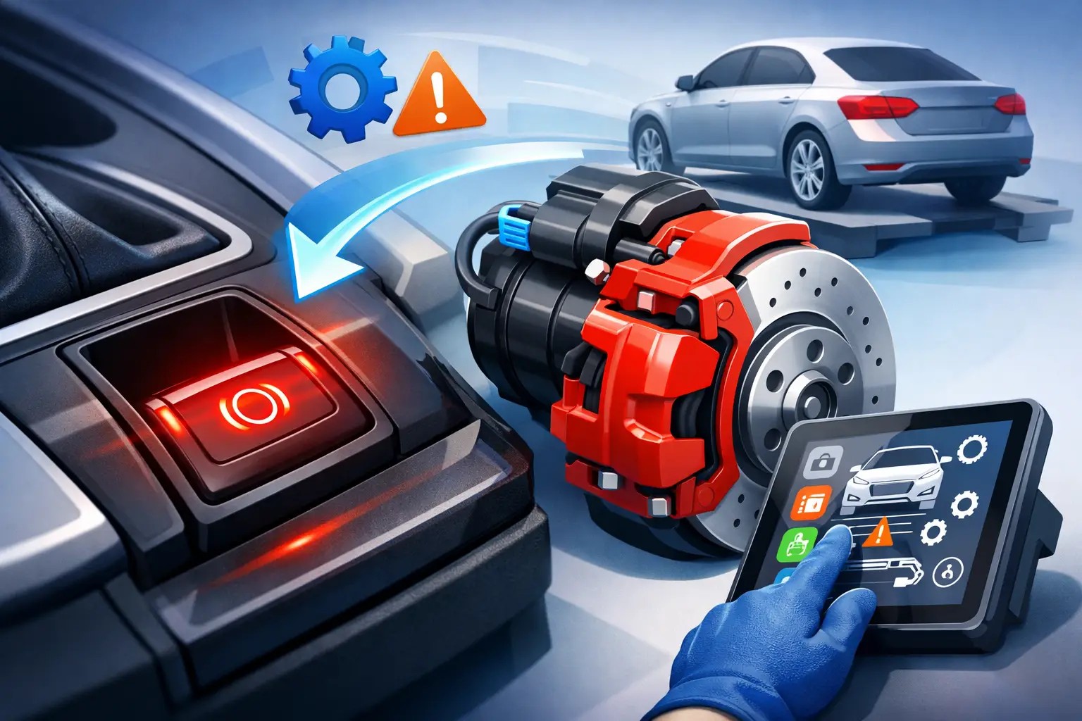 Jak resetovat elektronickou parkovací brzdu (EPB): otevření a zavření zadních třmenů