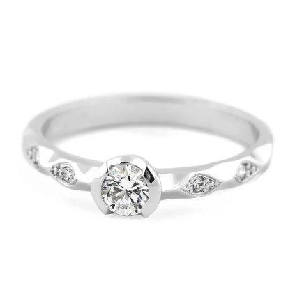 Zásnubní prsten s briliantem z bílého zlata, vel.56