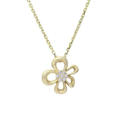 Náhrdelník květina ze žlutého zlata s diamantem