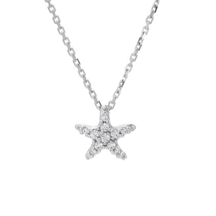 Náhrdelník hvězda s diamanty z bílého zlata