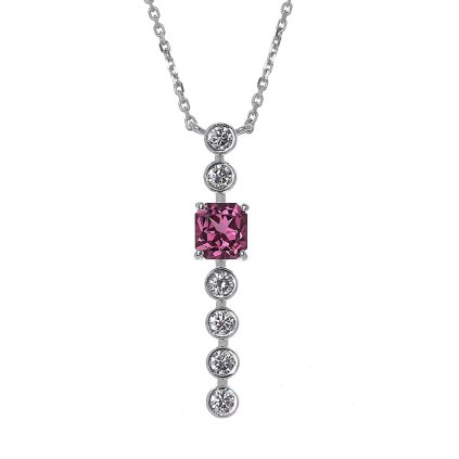 Náhrdelník s rodolitem a diamanty z bílého zlata