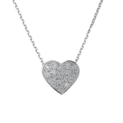 Náhrdelník srdce s diamanty z bílého zlata