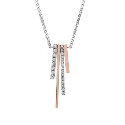 Náhrdelník kombinace růžové a bílé zlato s diamanty