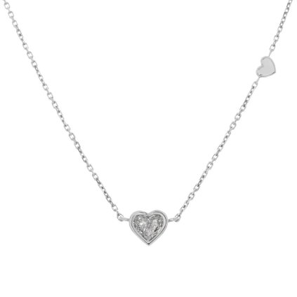 Náhrdelník srdce s diamaty z bílého zlata
