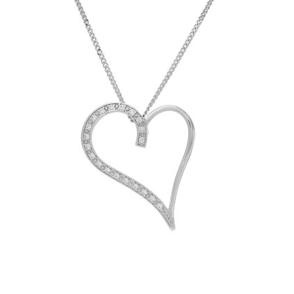 Přívěsek ve tvaru srdce z bílého zlata s diamanty