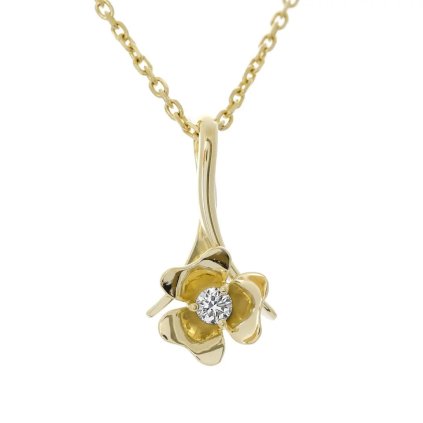 Přívěsek ve tvaru růže ze žlutého zlata s přírodním diamantem