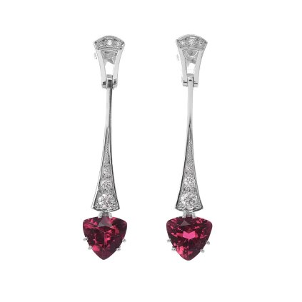 Náušnice s turmalíny a diamanty z bílého zlata