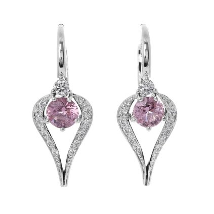 Náušnice z bílého zlata se spinelem a diamanty