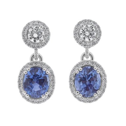 Unikátní náušnice se safíry a diamanty z bílého zlata