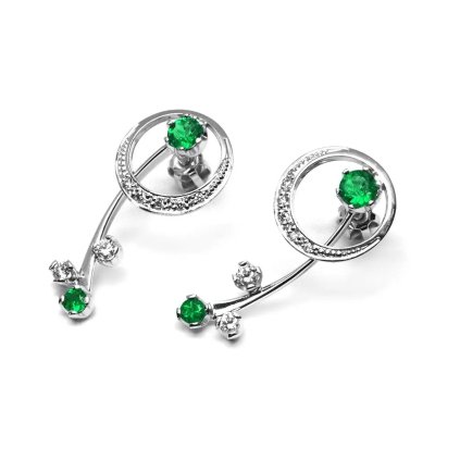 Exkluzivní náušnice se smaragdy a diamanty z bílého zlata