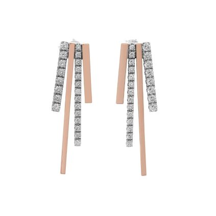 Ručně vyrobené náušnice v kombinaci bílého a růžového zlata s přírodními diamanty