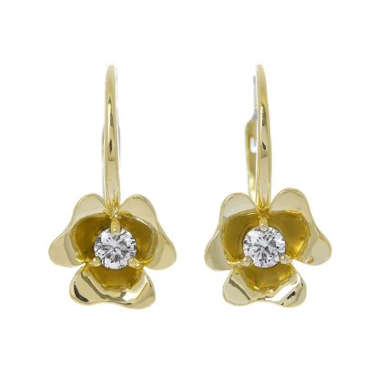 Náušnice ze žlutého zlata s přírodními diamanty
