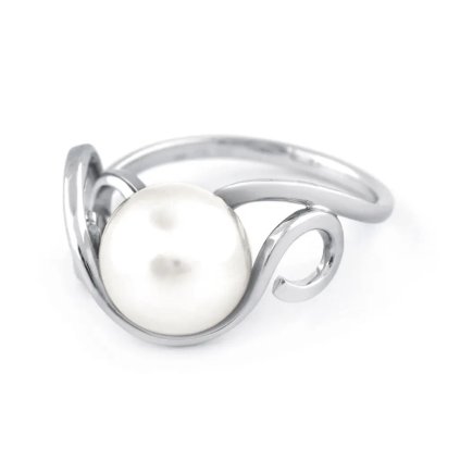 Prsten z bílého zlata se sladkovodní perlou, vel. 55