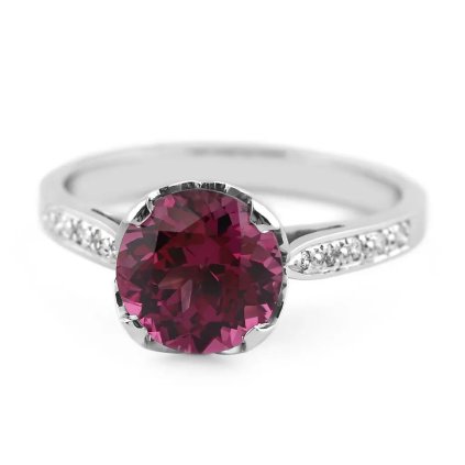 Prsten s drahými kameny z bílého zlata, vel. 56