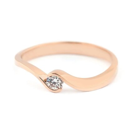 Zásnubní prsten z růžového zlata s diamantem, vel. 55