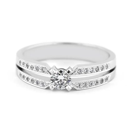 Prsten s diamanty z bílého zlata, vel. 55