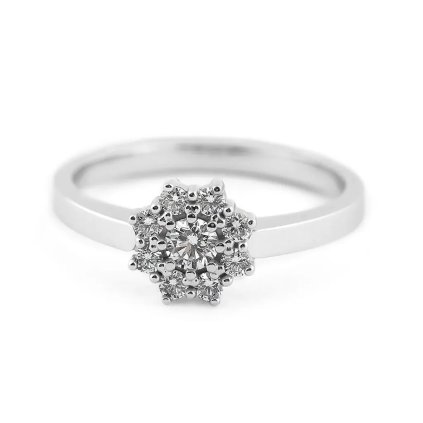 Prsten z bílého zlata s přírodními diamanty, vel. 55