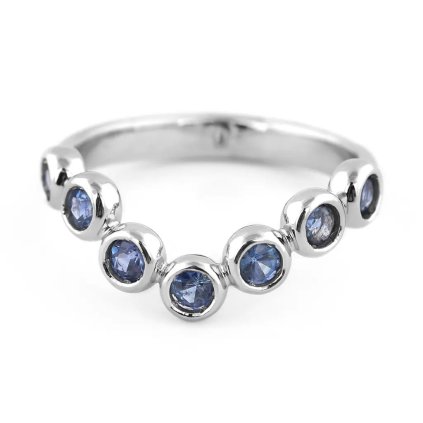 Prsten z bílého zlata s přírodními safíry, vel. 56