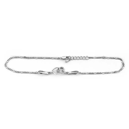 Náramek z bílého zlata s diamantovým srdíčkem