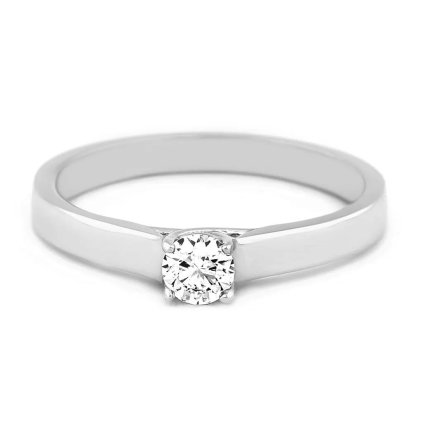 Zásnubní prsten s kulatým briliantem bílé zlato