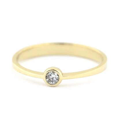Zásnubní prsten ze žlutého zlata s kulatým diamantem, vel. 53